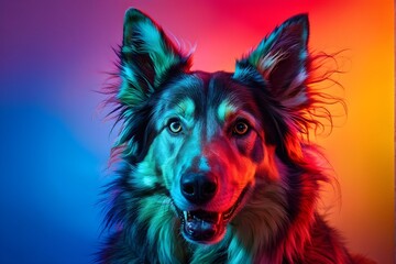 Naklejka na meble portrait of a colored dog in vibrant hues as metaphor for the saying known like a colorful dog