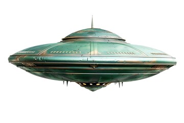 Wall Mural - flying green ufo with isolated background