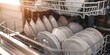 © Anastasiia - Efficient Dishwasher Utilizes Energy Data to Operate During Off-Peak Hours, Resulting in Cost Savings. Concept Energy Efficiency, Dishwasher Technology, Off-Peak Consumption, Cost Savings