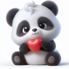 Wall Mural - Cute fluffy panda doing mini heart pose