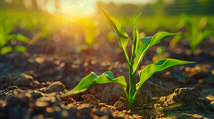 Wall Mural - A corn plant growing in a field.