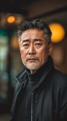 Wall Mural - Middle-aged South Korean man with a thoughtful gaze