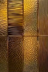 Wall Mural - A gold and brown tiled wall with different textures.