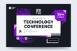 © alexandertrou - Technology conference event invitation template. Creative geometric abstract futuristic background with place for text. Ideal for poster,flyer, web banner, website. Vector illustration.