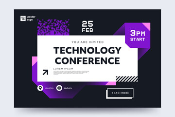 Wall Mural - technology conference event invitation template. creative geometric abstract futuristic background w