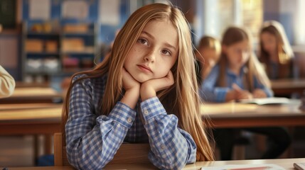 Canvas Print - The girl in classroom