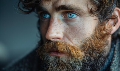 Wall Mural - French man with a beard and a thoughtful look