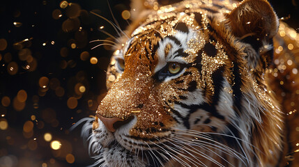 Wall Mural - tigre  dourado, riquezas, ouro