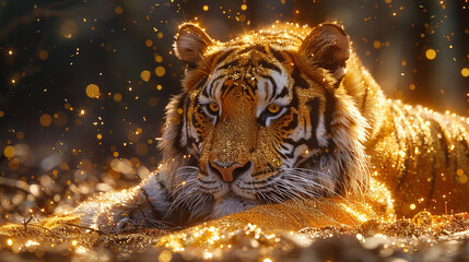 Poster - tigre  dourado, riquezas, ouro