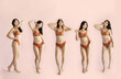 © Mykola - Asian slim lady in underwear posing and demonstrating perfect body shape, collage, banner for slimming concept. Collage. Fit body, perfect shape.