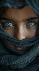 Wall Mural - Close-up of a young Saudi Arabian girl with a hijab