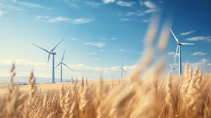 a wind turbines in a wheat field