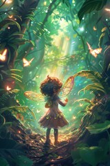 Wall Mural - A curious young fairy discovers a portal to a magical world filled with wonder and peril.