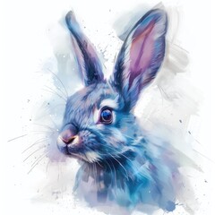 Wall Mural - The rabbit is painted with a brushstroke on a white background
