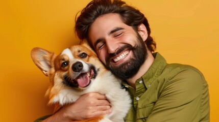 Canvas Print - The man and the corgi