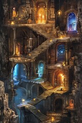 Wall Mural - A powerful wizard's tower filled with magical artifacts and secrets hidden in every corner.