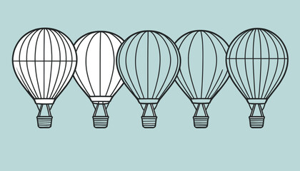 Wall Mural - Simple Hot Air Balloons Outline Vector Icon