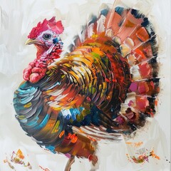 Wall Mural - The turkey is painted with a brushstroke on a white background
