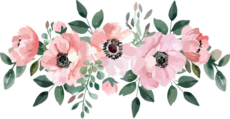 Sticker - pink wreaths water color flower bouquet