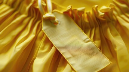 Wall Mural - Yellow Tag on the Yellow dress. Cloth label tag Yellow mockup