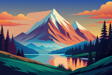 Wall Mural - Summer sunrise on the incredibly beautiful Swiss lake