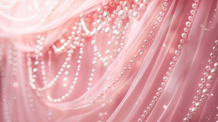 Wall Mural - Luxurious pink wedding backdrop with beads and copy space