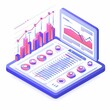© JK_kyoto - A detailed depiction of predictive analytics with data charts and future trends, isolated with room for text on a clean backdrop