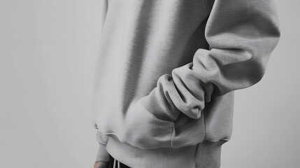 Wall Mural - Plain grey crewneck sweatshirt mockup side view