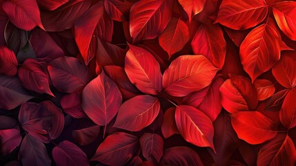 Red nature color background with beautiful colorful leaves