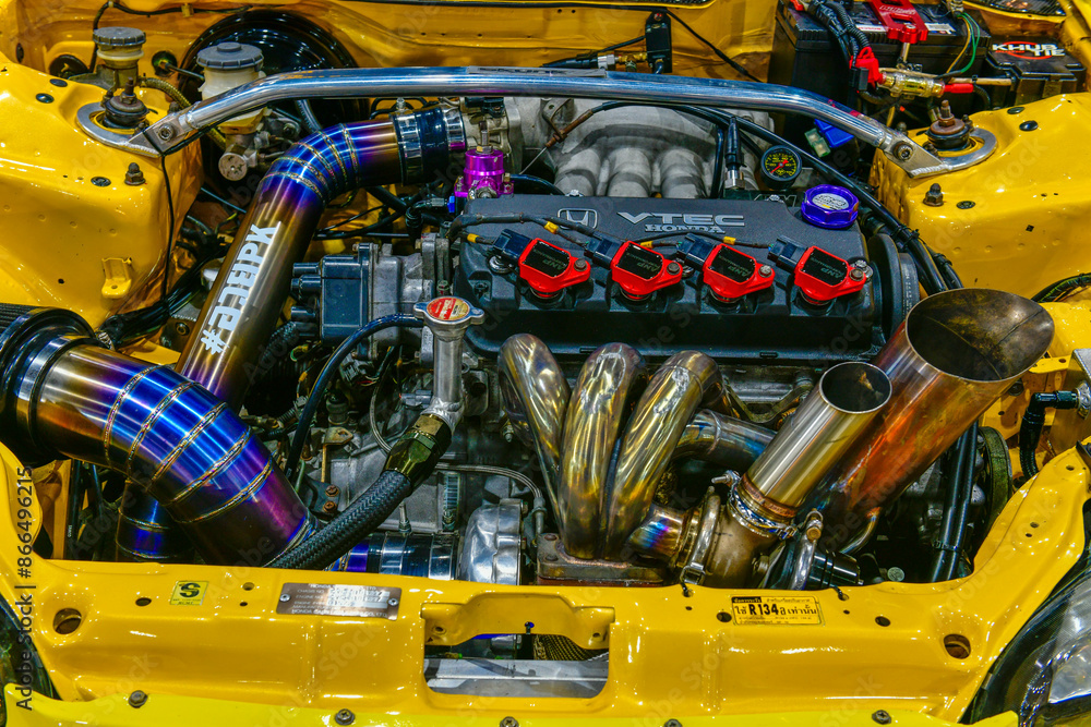 Thailand - June 28,2024: Details of Modification turbo car engine in ...