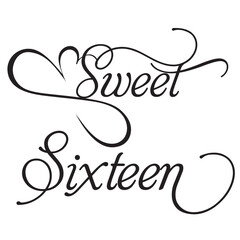 Wall Mural - sweet sixteen birthday celebration swirl laser cut sign design vector