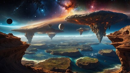 Wall Mural - Beautiful abstract space planet landscape game art