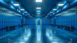 © Akash Tholiya - Sports equipment in blue empty locker room low angle photo