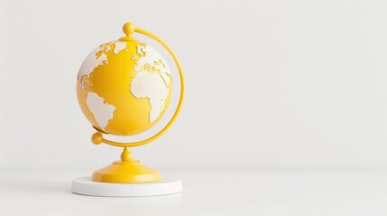 a simple yellow globe on a stand, against a clean white background. the image provides plenty of cop