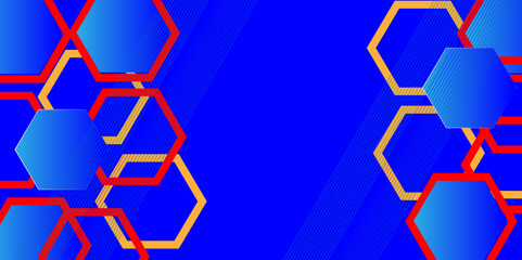 Wall Mural - Abstract tech background. Futuristic technology interface. Modern digital business technology blue, red and yellow abstract design background with hexagons. Seamless vector EPS 10 pattern. 