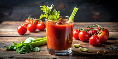 Canvas Print - Cocktail with fresh tomatoes and celery.