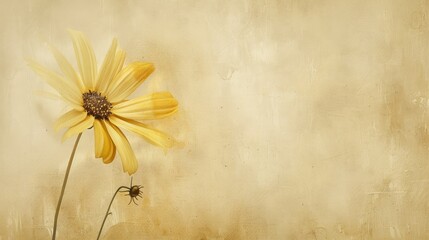 Wall Mural - Soft vintage background with a yellow daisy