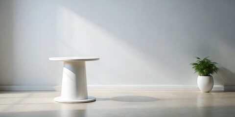 Poster - Minimalist white stool in a bright room.