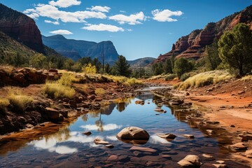 Wall Mural - Serene lake in Dead Horse Ranch, Sedona., generative IA