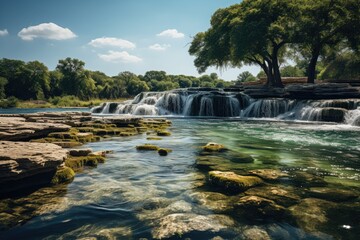 Wall Mural - Stunning waterfalls at McKinney Falls Park, Austin., generative IA