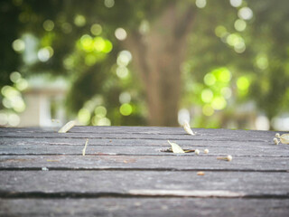 Summer background with wooden table