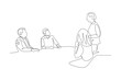 © stlineart - Board of directors meeting with seniors. Board of directors concept one-line drawing