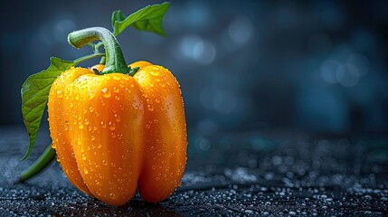 Canvas Print - yellow pepper on the vine HD 8K wallpaper Stock Photographic Image  