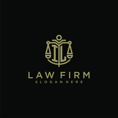 IL initial monogram logo for lawfirm with scale vector design