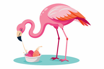 Sticker - flamingo get their pink color vector illustration