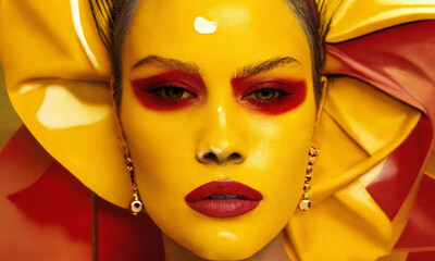 Wall Mural - Yellow and red MAKEUP