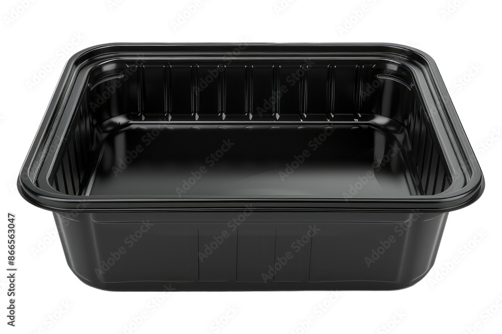 Black plastic food container isolated on transparent background Stock ...