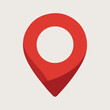 © Hogr - A red location pin icon, commonly used in maps and navigation applications. The pin is designed with a triangular shape pointing downwards, and it has a circular hole in the top center.