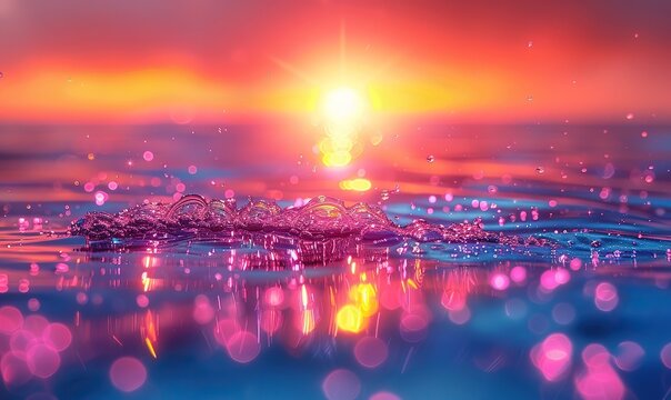 Abstract colorful blur light background with clear water on sea and ocean close up