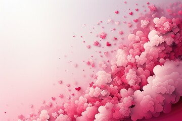 Wall Mural - A pink flowery cloud with many hearts scattered throughout